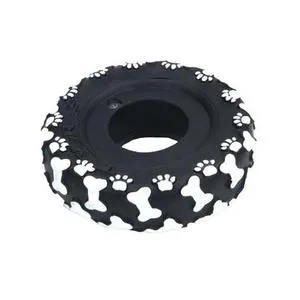 Vinyl Tire Dog Toy, Black, 4.5"
