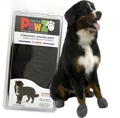 Waterproof Dog Boots, Black, 12 Count Medium