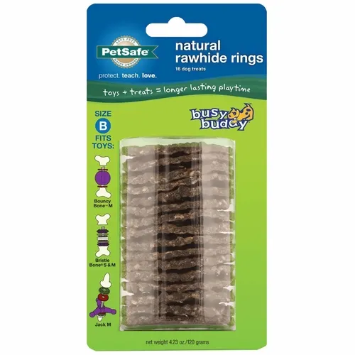 Busy Buddy Rawhide Treat Ring Refills, Original Rawhide, Medium