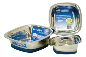 Durapet Square Bowl Stainless Steel Large