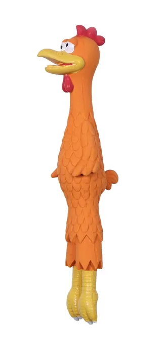 Latex Orange Rooster Dog Toy, No Color, 15"