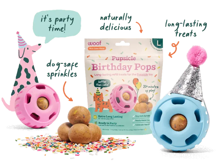Woof Dog Treat Birthday Pops Large 8-oz