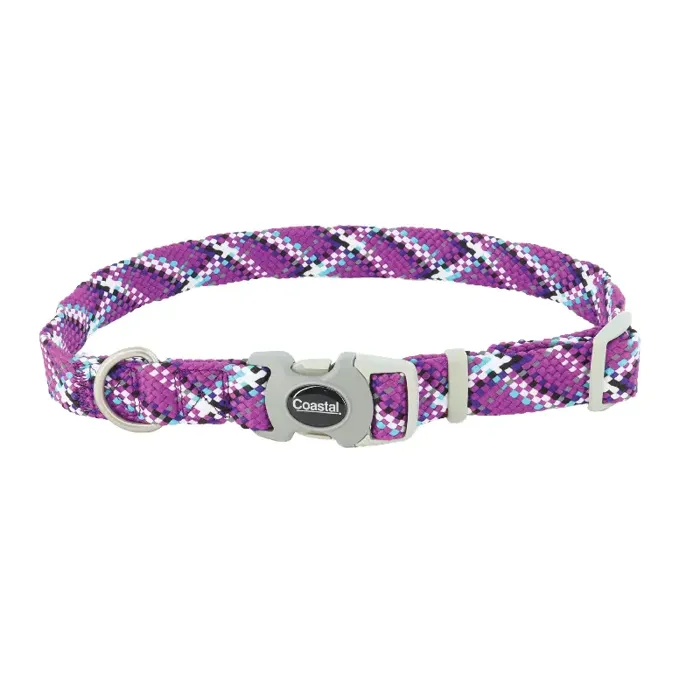 Pro Active Adjustable Woven Reflective Dog Collar Woven Violet 3/4 X 12-18-in