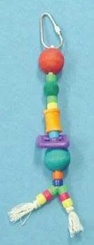 7" Rope Toy With Wood Beads & Plastic Beads