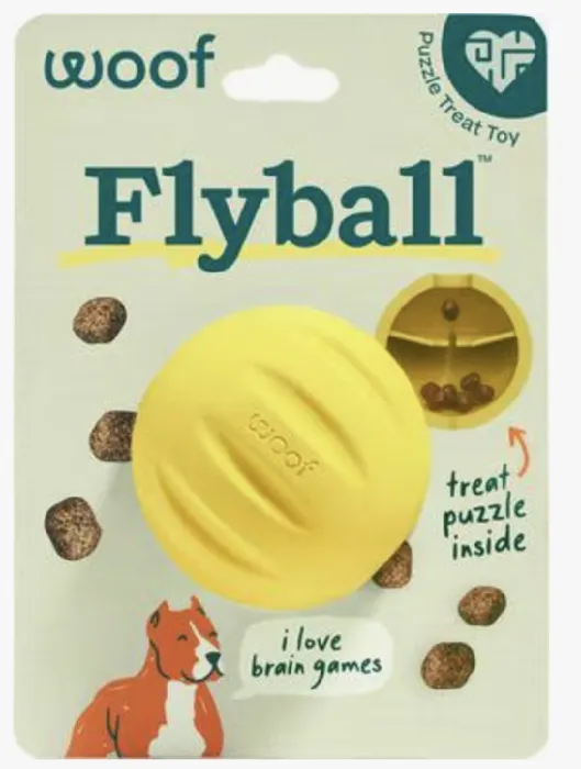 Woof Dog Toy Forager Flyball Single Yellow