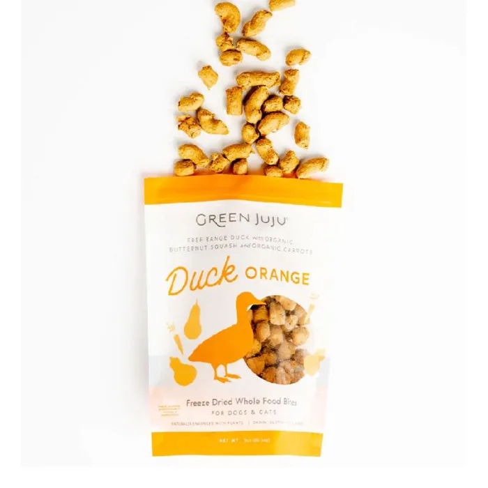 Green Juju Duck Orange Freeze-dried Whole Food Bites For Dogs & Cats 3-oz