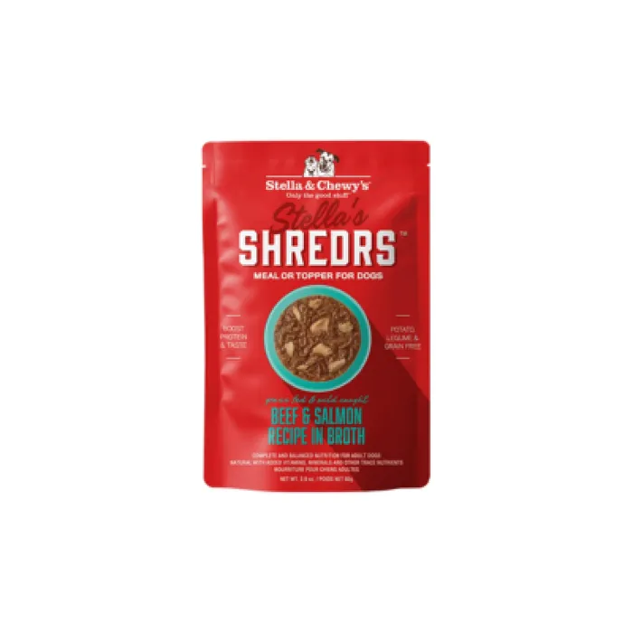 Stella & Chewys Shreds Bf Slmn In Broth 2.8 Oz 24/