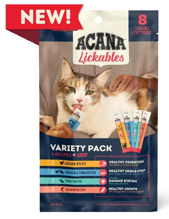 Acana Cat Lickables Variety Pack 8ct Treat 4oz 8/cs 6cs=mc